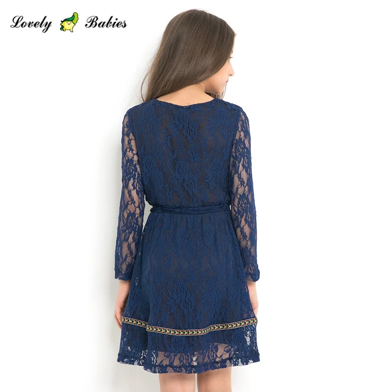 lovely babies dress for girls to 14 year toddler formal clothes blue girl lace dress