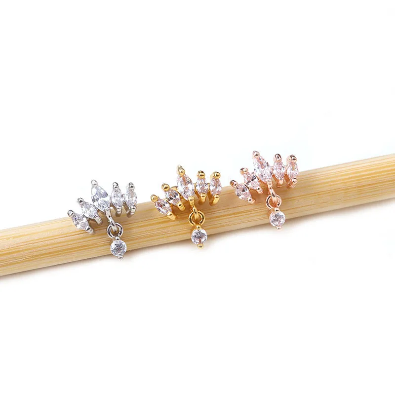  POENNIS Mixed color7 Silver Rose Gold Curved Stainless Steel Bar Ear Piercing Jewelry Flower Crown Tragus Daith