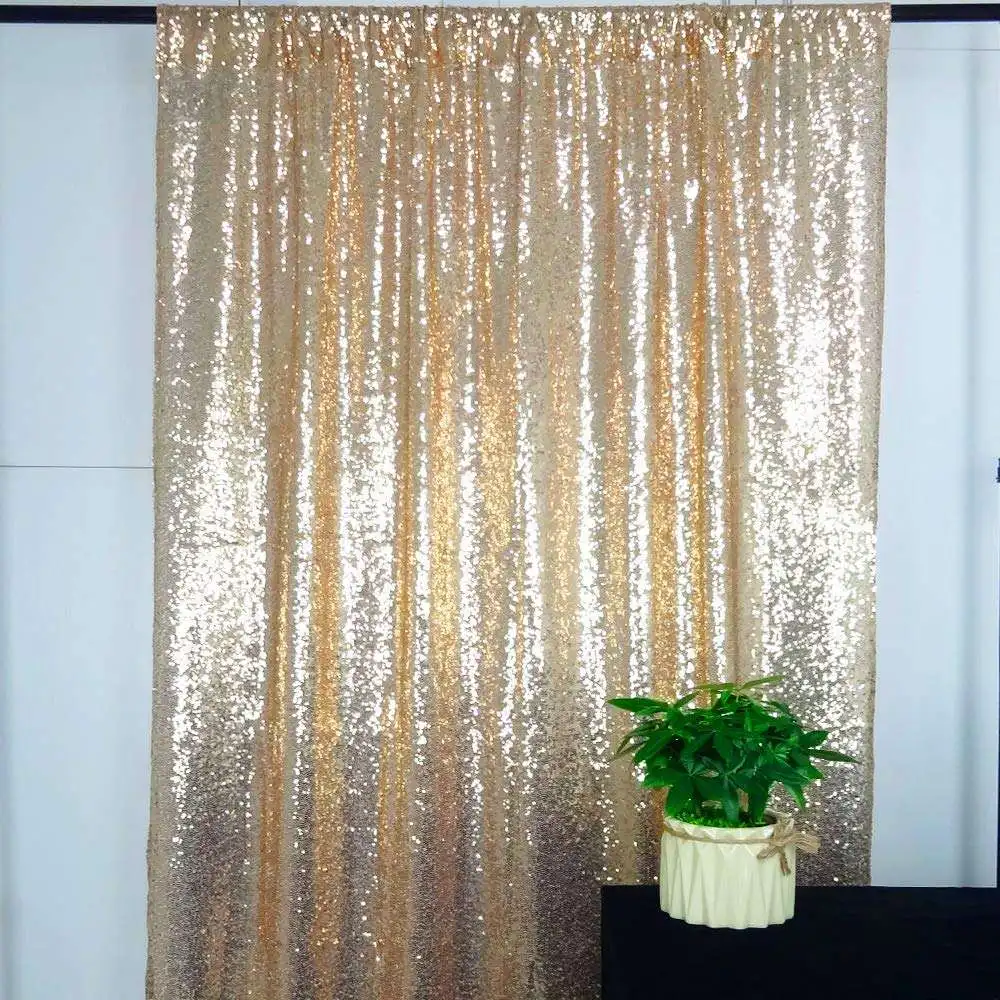 High Quality Glittering Pipe And Drape Drape 4ft x 6ft Champagne Wedding Party Sequin Backdrop