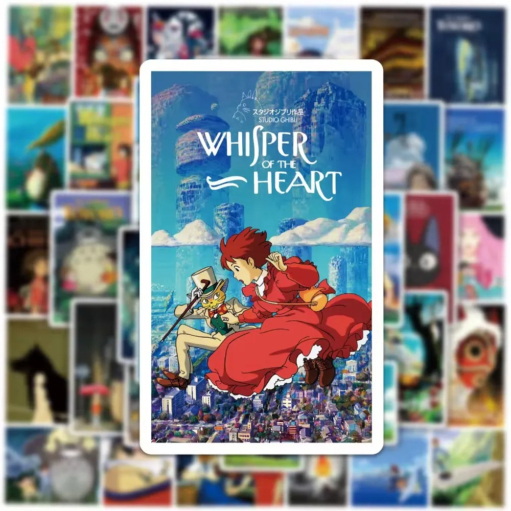 50Pcs Studio Ghibli Poster Style Graffi Stickers For Laptop Bottle Scrapbook Miyazaki Hayao Sticker Label Pack