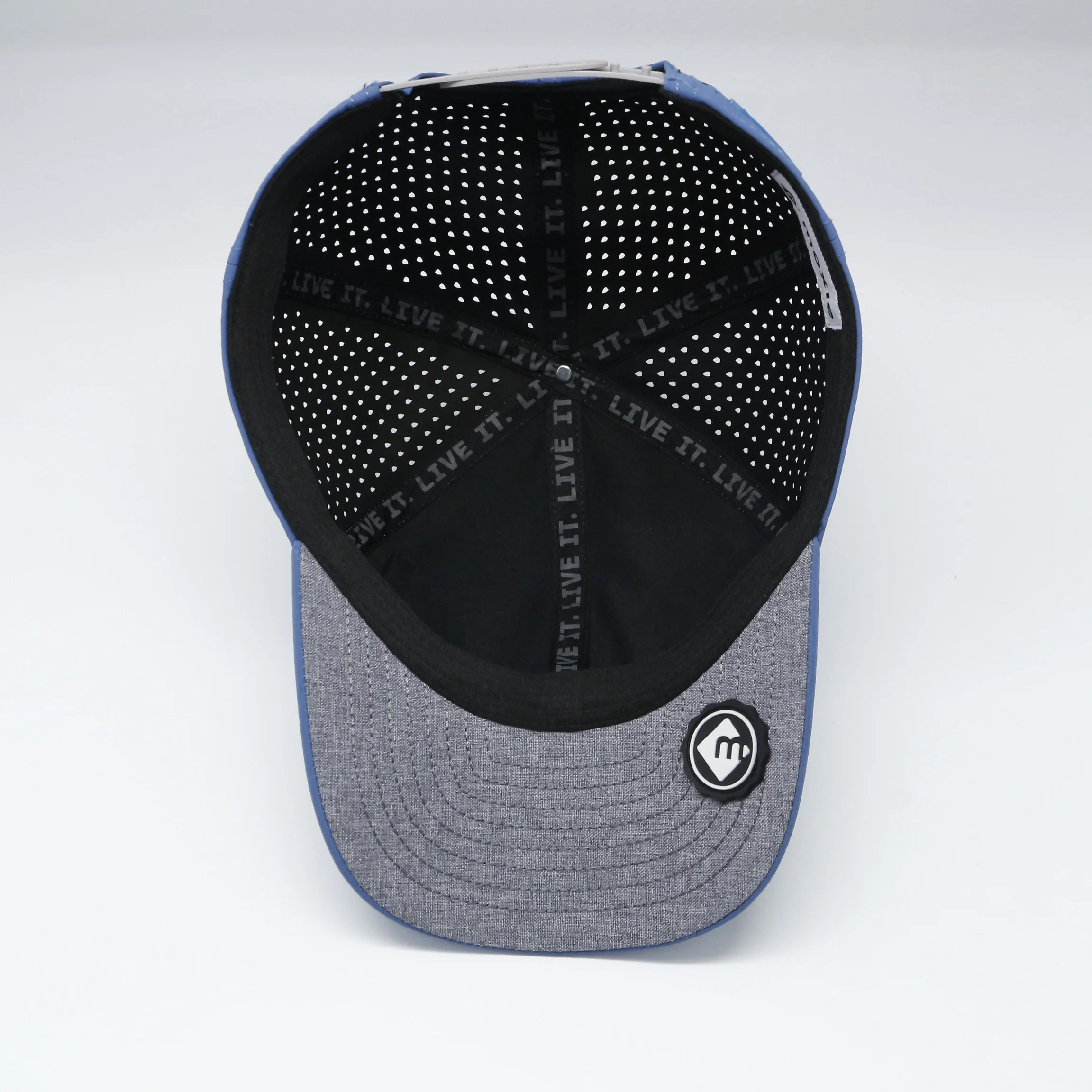 Custom Designer Men 6 Panel Laser Cut Hole Perforated Brand Waterproof Rubber Logo Quick Dry Dad Gorras Sport Baseball Cap Hat