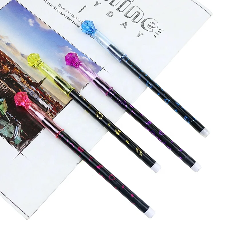 BECOL Wholesale Novelty Non-Sharpening Plastic Bullet Push Point Pencil Colorful Diamond Design Mechanical Pencil