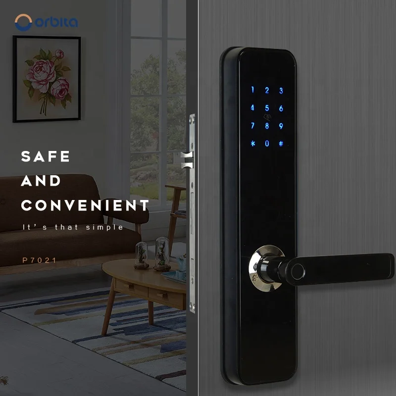 Умный дверной замок P7021 TTlock Tuya дистанционное управление Wi-Fi биометрическая ручка с кодом пароля со сканером отпечатка
