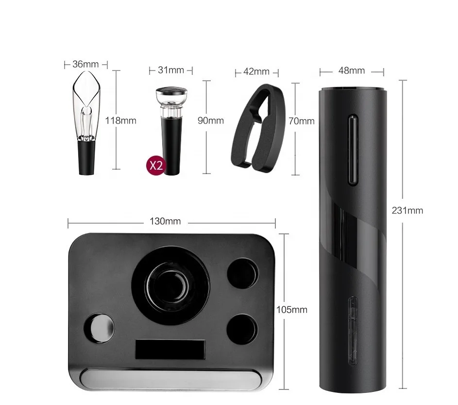 Competitive offer customized color electric wine opener set Luxury Rechargeable  Wine Accessories Bottle Opener  gift  set