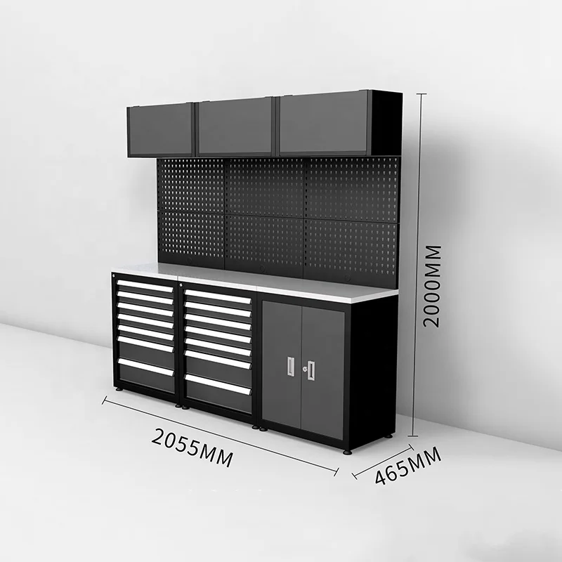 JIn Hao DA Garage Black Metal Cabinet Tool Bench Workshop Equipment Cabinet Workbench With Drawer Cabinets Support OEM and ODM