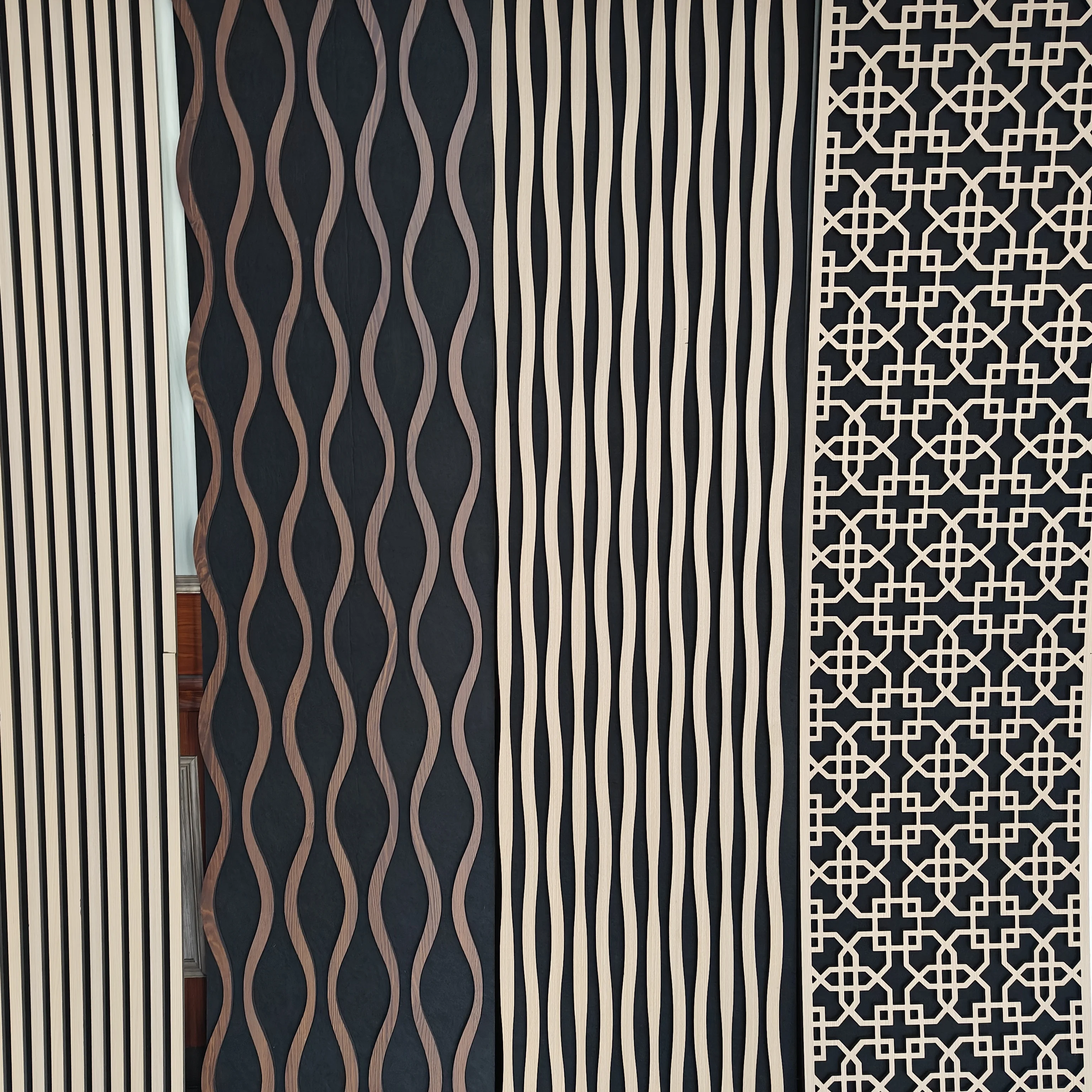 Adhesive Polyester Acoustic Panels Wood Wall Panelling Boiserie Wood Wall Board Panel