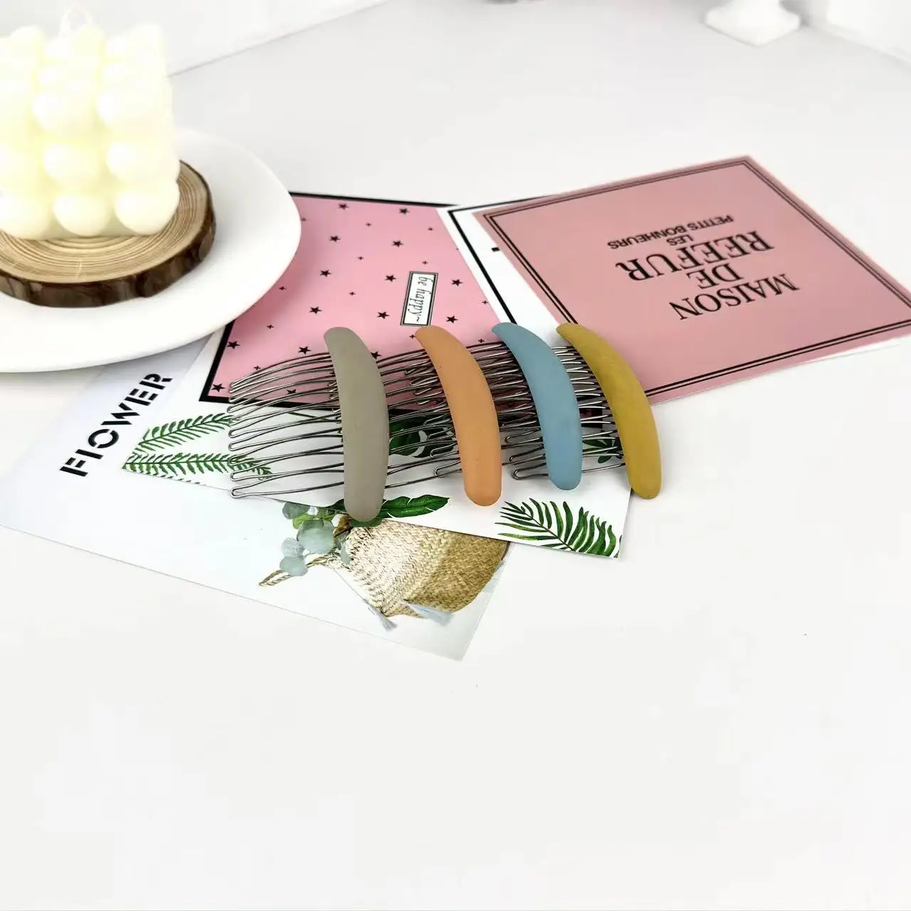 Frosted Metallic Hair Comb Fashion All-Match Comb Non-Slip Fringe Clip Hair Accessory