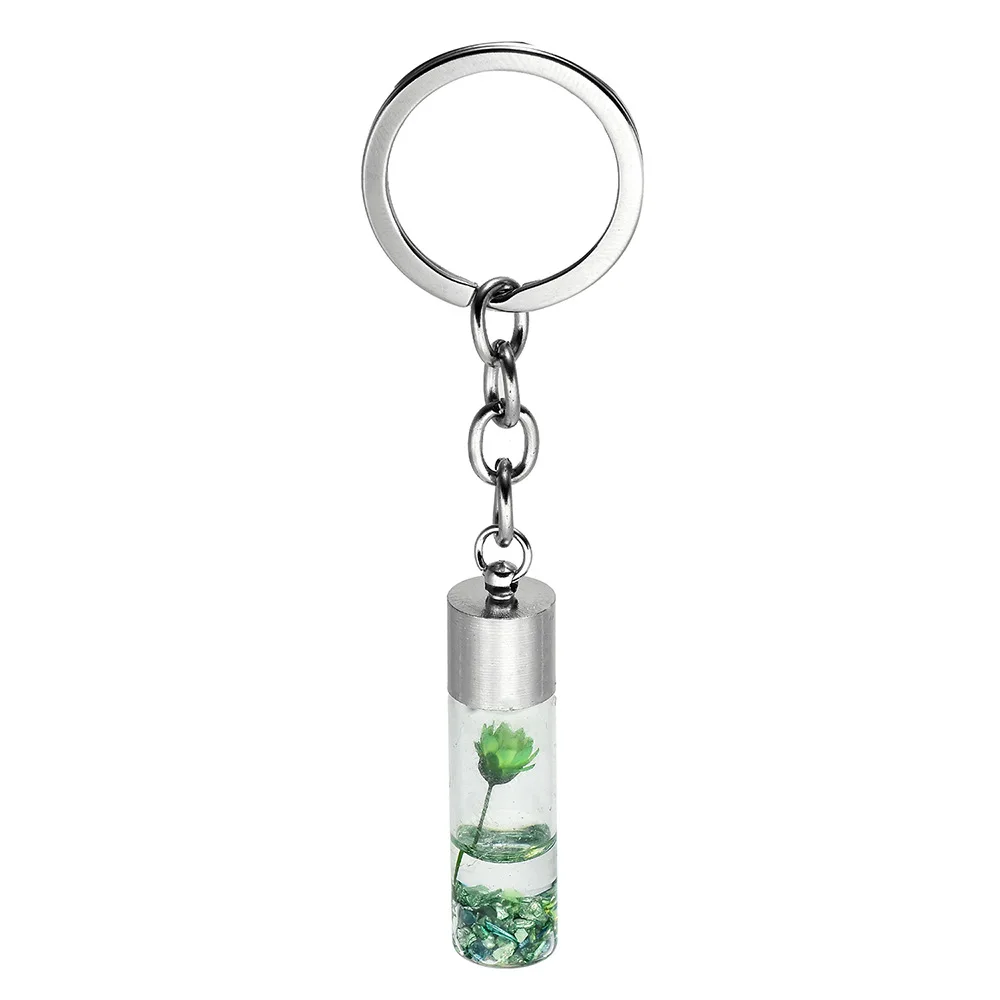 New style Cute Glass bottle Dry Flower Liquid Keychain Immortal Flower Key Chains For Women Girls Car Purse Bag Pendant Jewelry