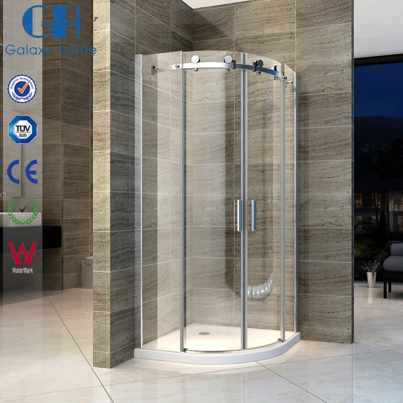 Современная 8-миллиметровая стеклянная раздвижная душевая дверь без рамки с квадратной формой для ванной