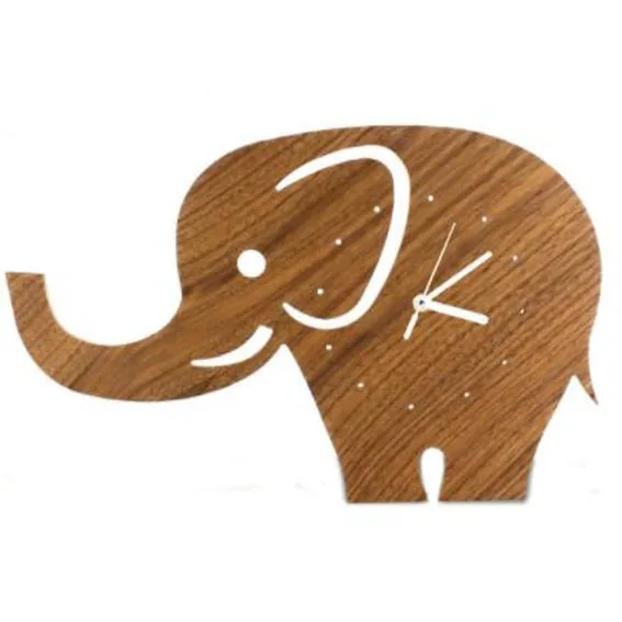 Decorative Cartoon Animal Hippo Silhouette Wooden Wall Mounted Clock MDF Kid Gift Kids Room