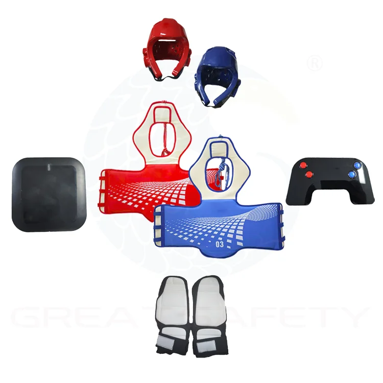 Taekwondo Electronic Protective Gear best PU material Electronic Foot Cover head guard custom taekwondo outfit dobok WT for sale