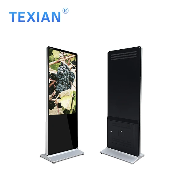 Indoor Floor Stand Display Digital Signage Totem LCD Advertising Screens Shopping Mall Kiosk 43 49 55 Inch LED Black Video Walls