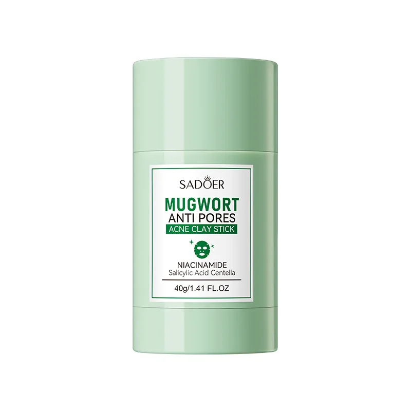 SADOER Facial Cleansing Pore Shrink Blackhead Remover Oil Control Skin Mugwort Acne Treatment Clay Face Mask Stick