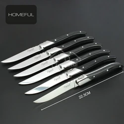 Classic laguiole knife stainless steel steak knife with pakka wood in MDF gift box