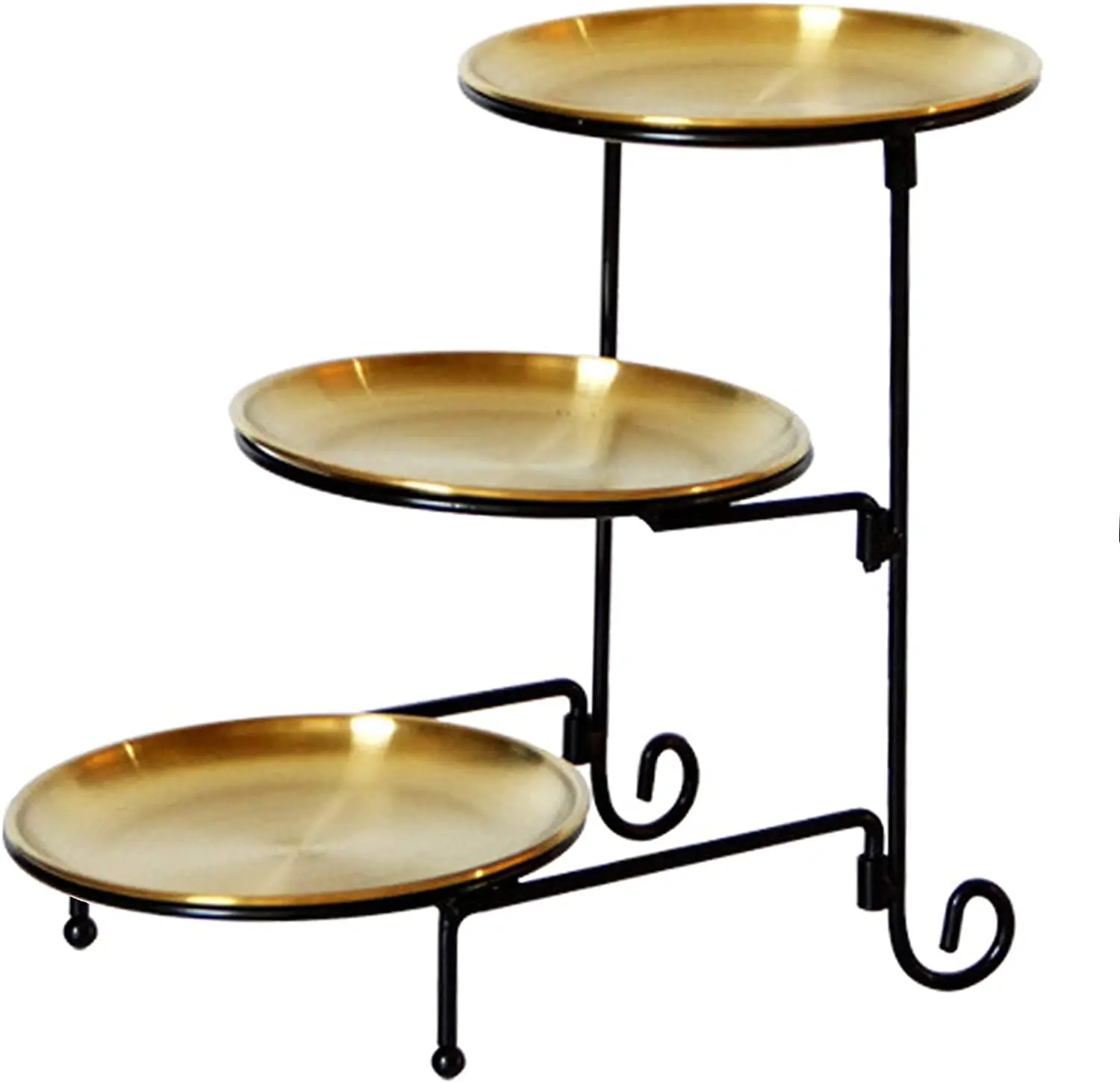 3 Tiers Serving Stand Fruit Plate Cake Plate Serving Trays for Party Display Fruit Dessert Cake, Metal Black