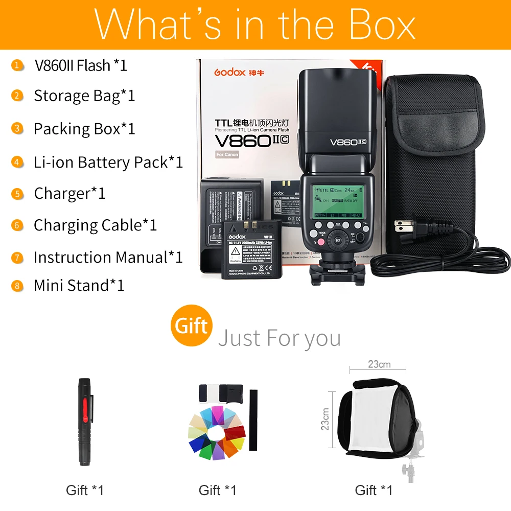 Godox V860II-C/N/S/F/O TTL HSS Flash with X2T-C/N/S/F/O Trigger for Canon Nikon Sony Fuji Olympus
