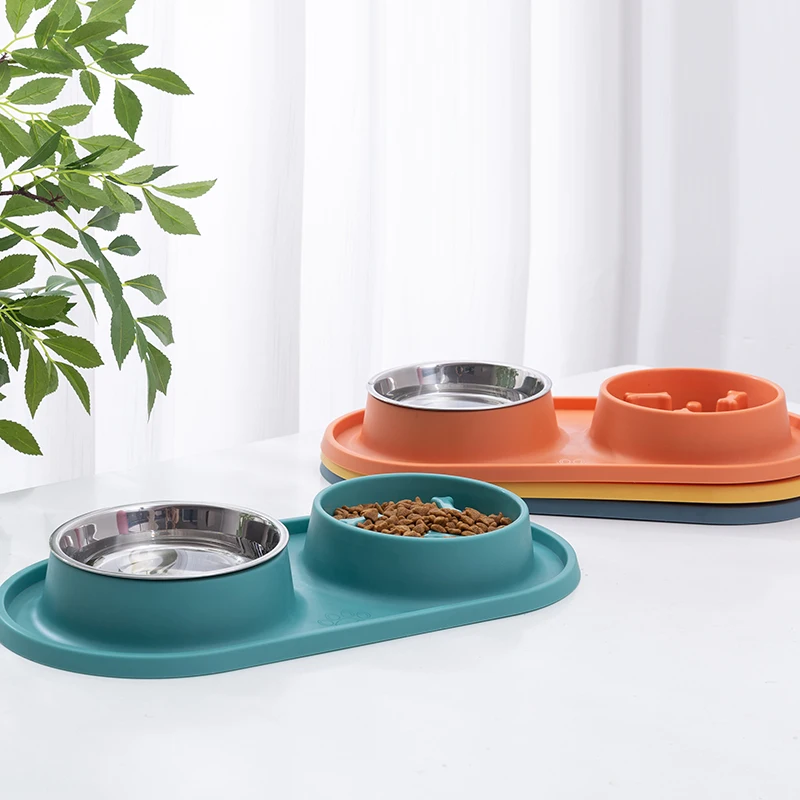 Sell like hot cakes  Cat Food Bowl Stainless Steel Pet Feeding Dish For Cats And Dogs Automatic Pet Water Bowl Slow Feeder