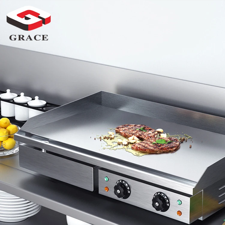 Commercial Restaurant Gas Griddles Half Plate Grills Stainless Steel 700cm Pans Flame Electric Flat Top Griddle Grill
