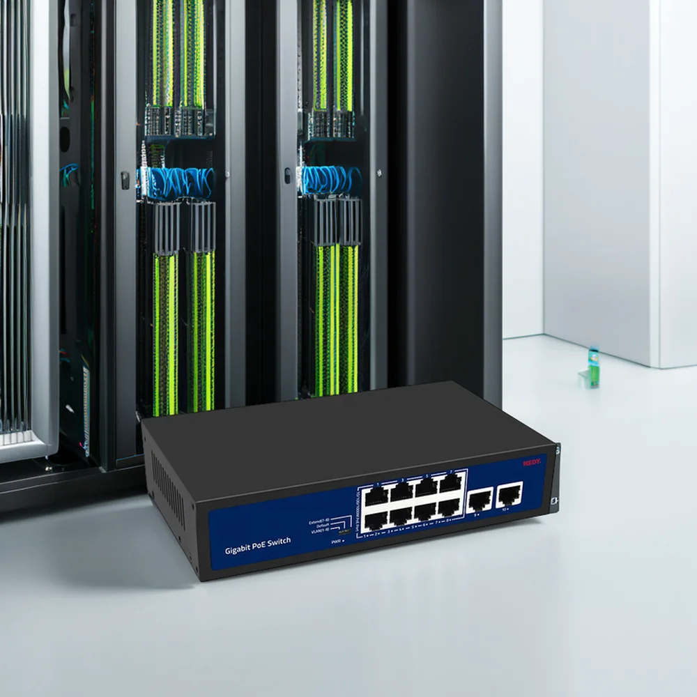 unmanaged 8+2 Ports PoE Switch 4 8 16 24 ports 10/100M & Gigabit ethernet fiber switch poe IEEE802.3af/at suitable CCTV,NVR