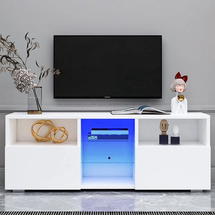 Entertainment Center Living Room Furniture Wooden Storage Drawer Media Television Table Cabinet LED Light TV Console Stand
