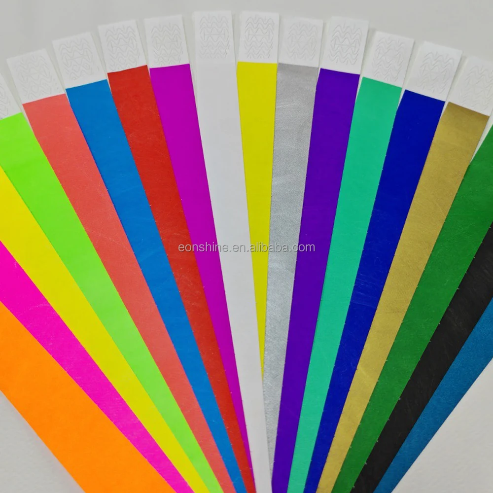 Cheap Neon Party Wristband One Time Use Waterproof Neon Tear Resistance Ty-vek Paper Bracelet