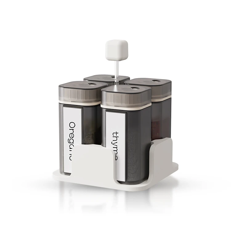 plastic spice jar spice set magnetic spice condiment set condiments container seasoning jar with rack