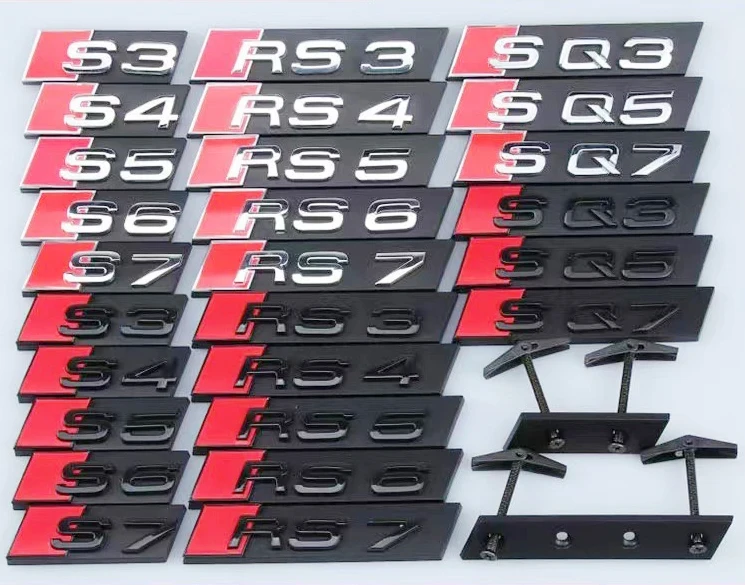 car modification emblem S3 4 5 6 7 8 RS3 4 5 6 7 8 SQ3 4 5 6 7 8 audi car emblem sticker,silver color
