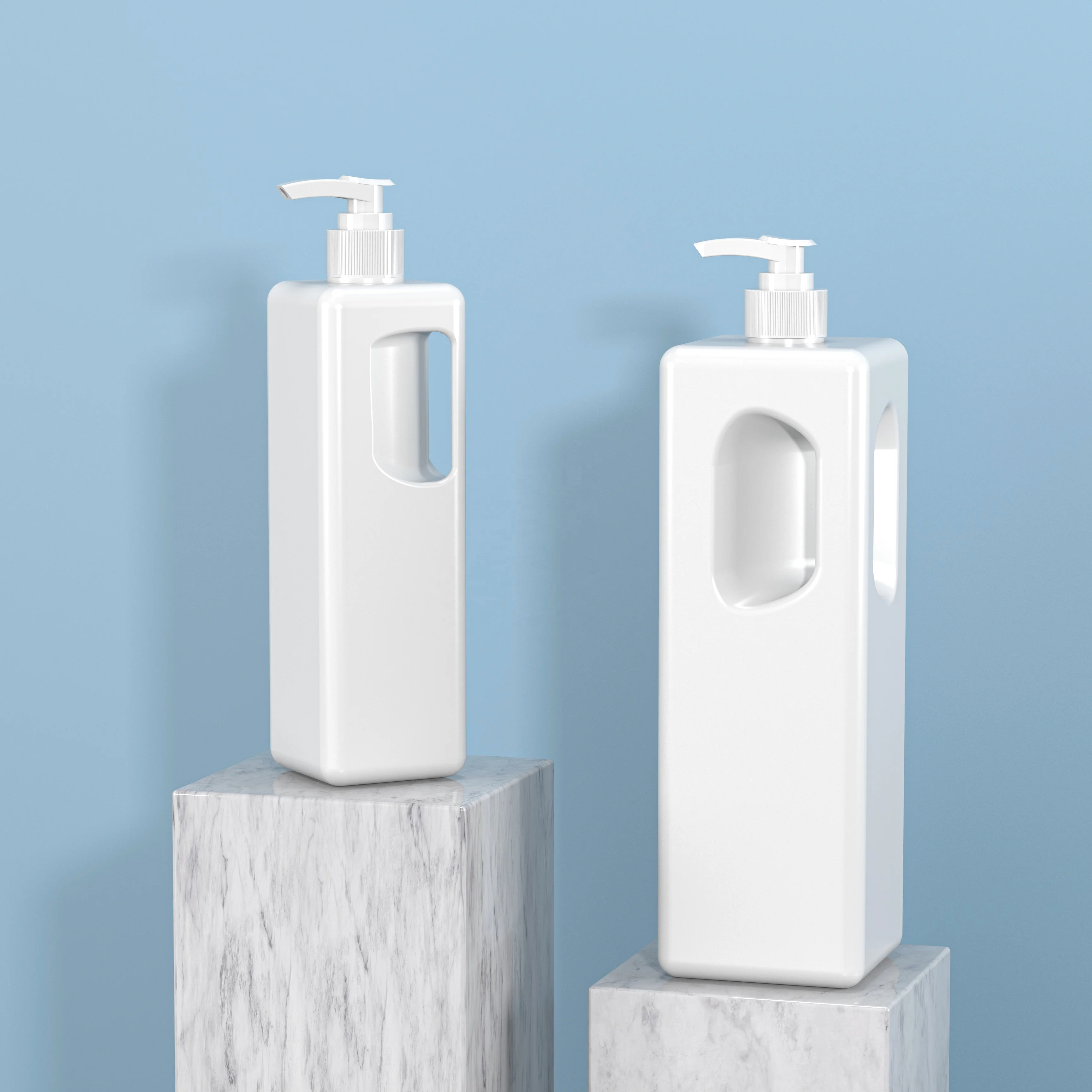 
Оптовая продажа, Квадратная бутылка 500 мл, 1000 мл, PE белая бутылка для лосьона, шампуня, молока для тела 