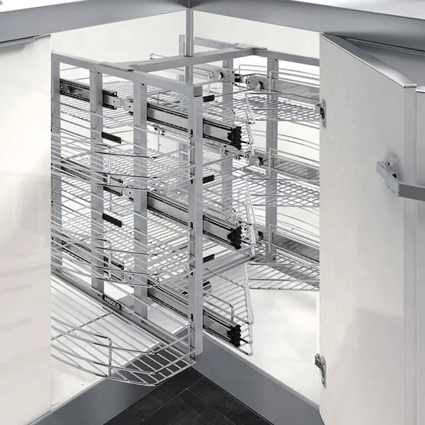 Kitchen for 900mm 36 inch blind cabinet 270 revolving super magic corner lazy suasun pull out drawer chrome wire storage basket