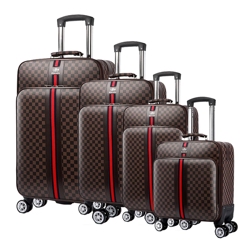 Carry-ons Wholesale Large Capacity Business Suitcase Set PU Leather Men Trolley Bag Luggage 4 Set Suitcases Luggage