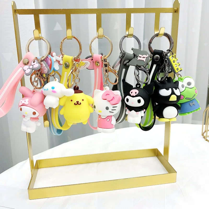 Cartoon Green Frog kuromi keyring cute backpack pendant Kawaii Penguin keyring custom wholesale