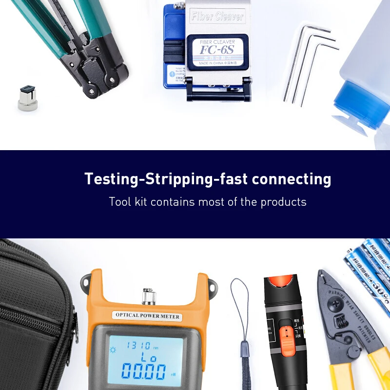 Ftth Set Bag Crimping Connector Cleaning Cable Optical Fiber Optic Termination Tool Kit Equipment