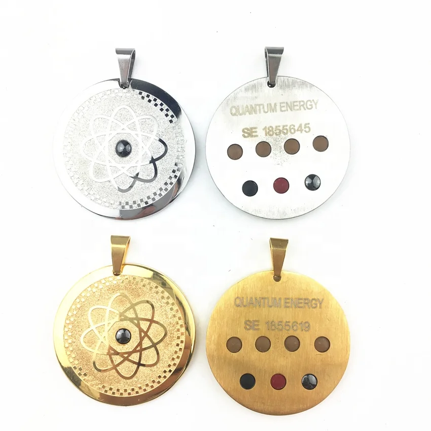 8119  Stainless steel  quantum pendant scalar energy pendant with 4 healthcare stones scalar quantum .OEM logo.