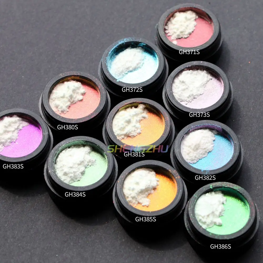 new arrival GH38 series nail chrome transparent aurora mermaid duochrome chameleon pigment powder loose powder