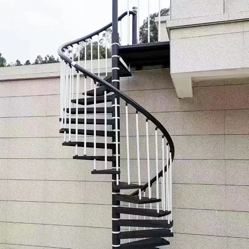 The latest steel and wood stairs inside and outside the revolving center pillar