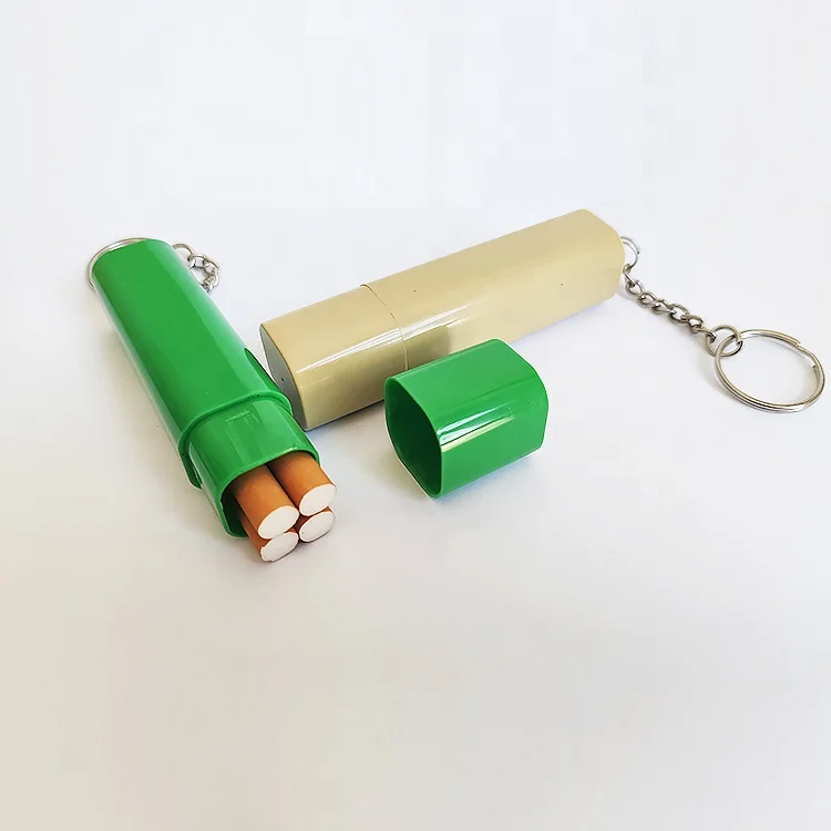 Customize Logo and color portable 4pcs Mini capacity ABS plastic Smoke can Cigarette Case with Key Ring Pocket cigarette box