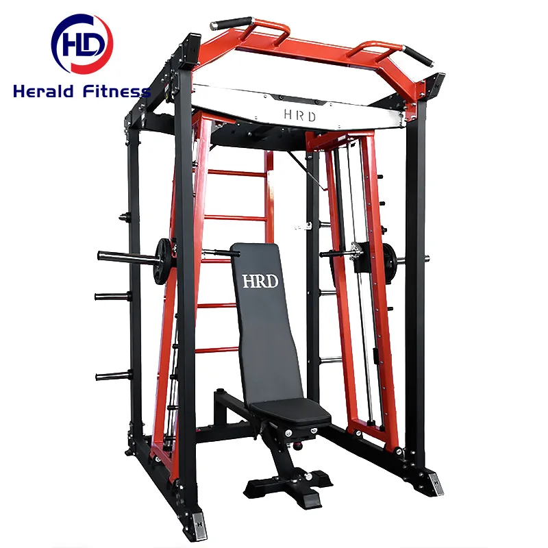 Gym Commercial Fitness Equipment Strength Training Plate Loaded Incline Converging Chest Press Smith Machine With Power Rack