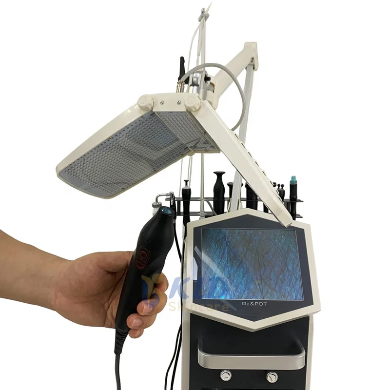 Pure Oxygen water jet peeling facial machine 7 colors LED pdt acne treatment skin whiten spa equipment