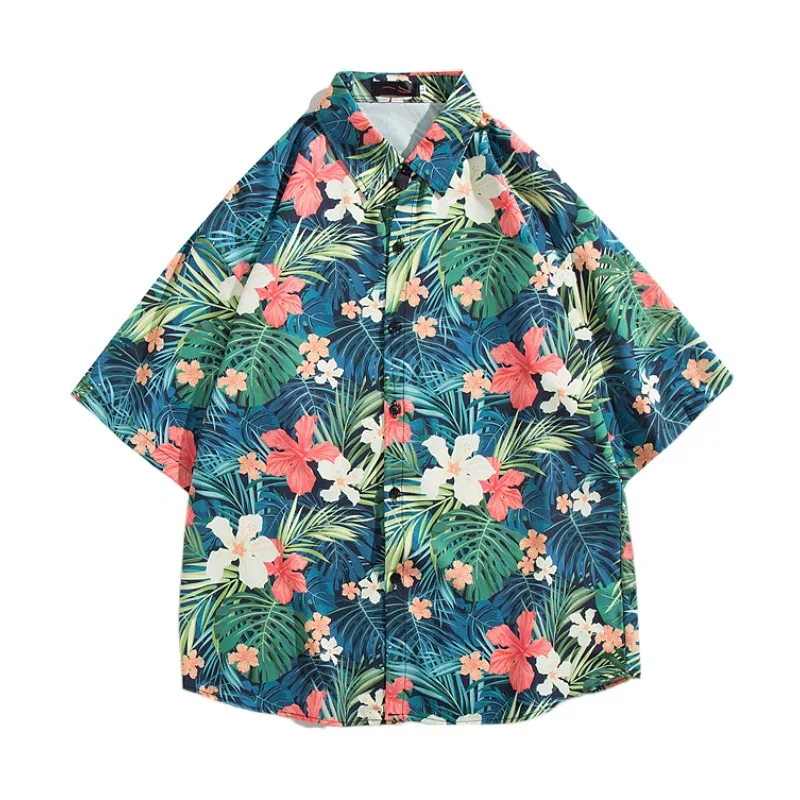 China Manufactory Summer Custom Bowling Shirt Cotton Printed Beach Hawaiian Shirts Suppliers