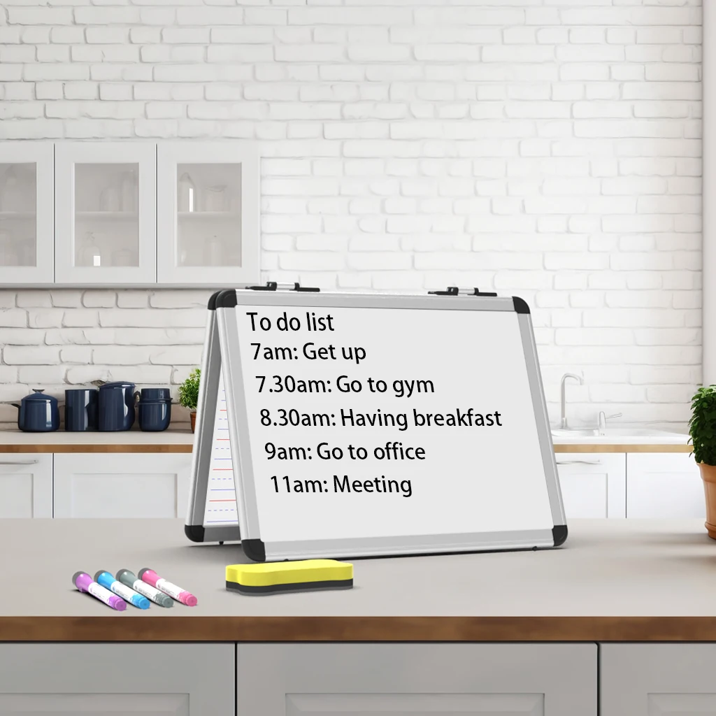 Custom Logo School And Office Supply Foldable Magnetic Dry Erase Easel Board Small 4 Sided Desktop Whiteboard