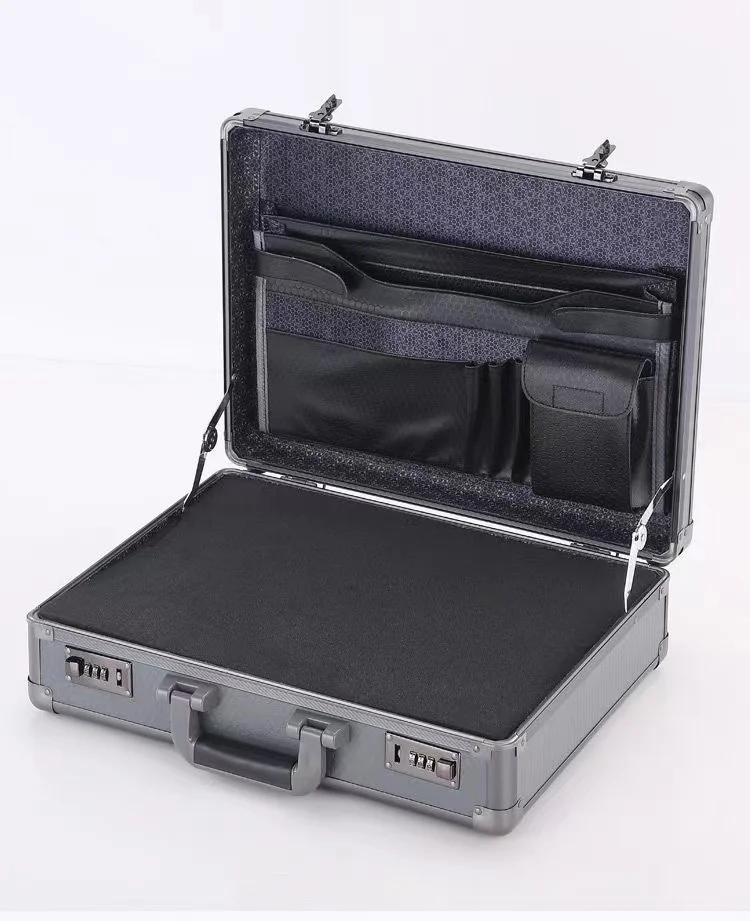 High quality in stock easy carry case grey color storage aluminum case for document