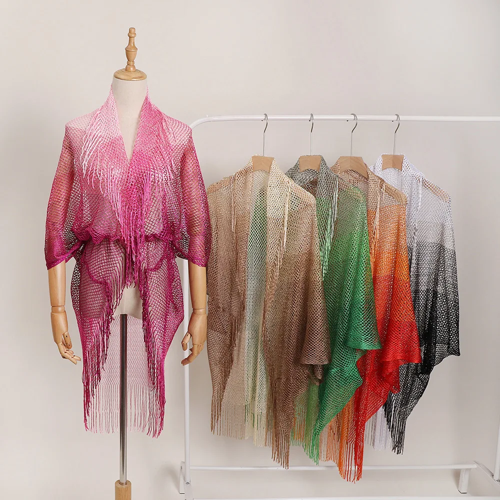 New Style Summer Sea Beach Shawl Women Outdoor Big Size Sexy Ombre Chiffon Tassel Beach Scarves