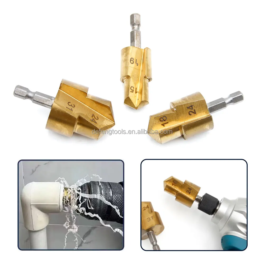 3PC Hexagonal handle lifting drill bit 15-31mm Step drill PPR water pipe reaming drilling water electrical accessories tool
