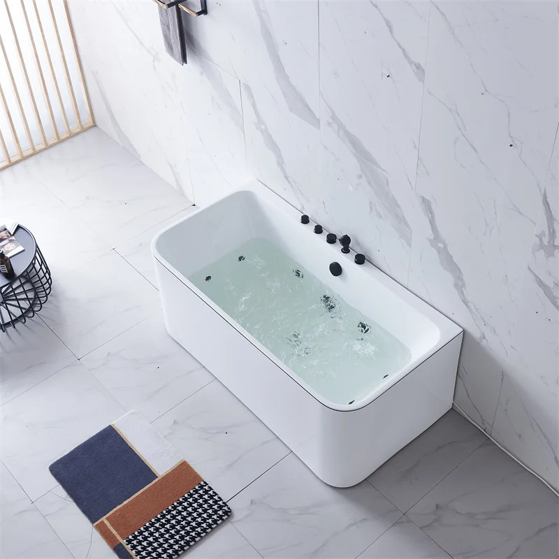 Wholesale cheap price indoor bathtub with jets freestanding back to wall hot spa bathtub
