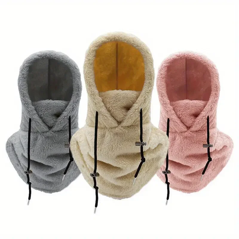 Wholesale Unisex Winter Outdoor Windproof Thermal Warm Cozy Soft Sherpa Hood Velvet Fleece Ski Mask Motorcycle Balaclava
