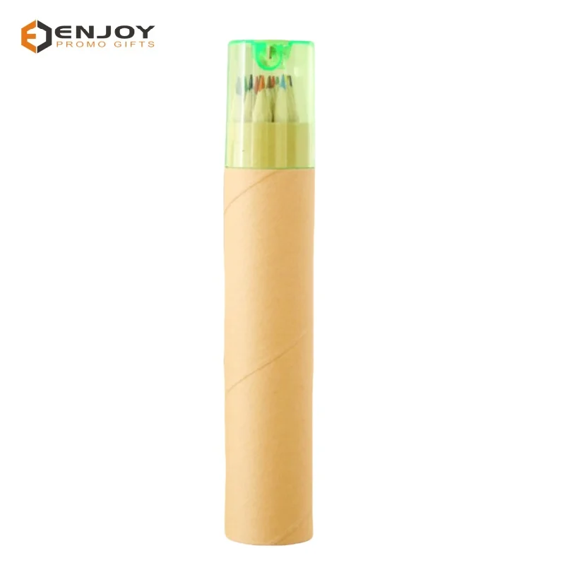 Custom wood color long barrel 12 color lead student painting fillers