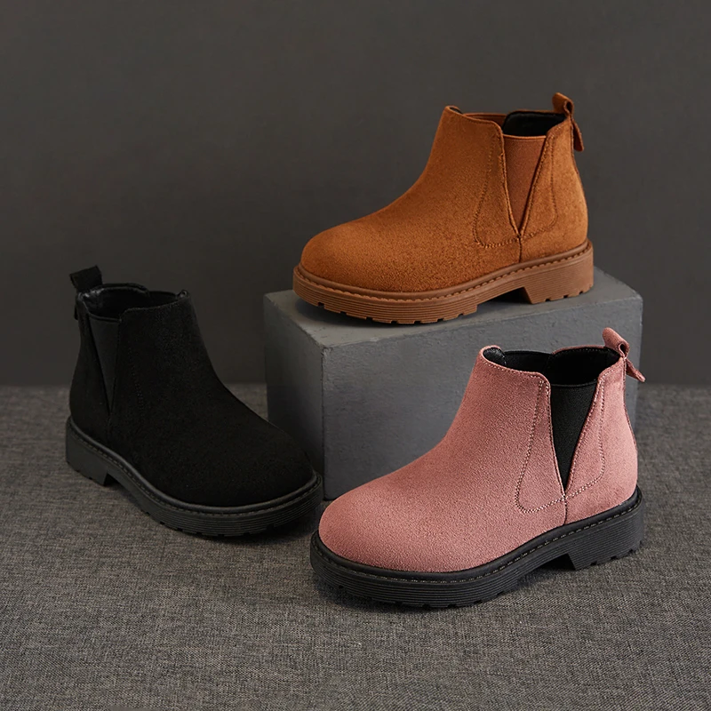 
2019 winter PU leather sleeve simier waterproof pink baby girl kids ankle snow boots 
