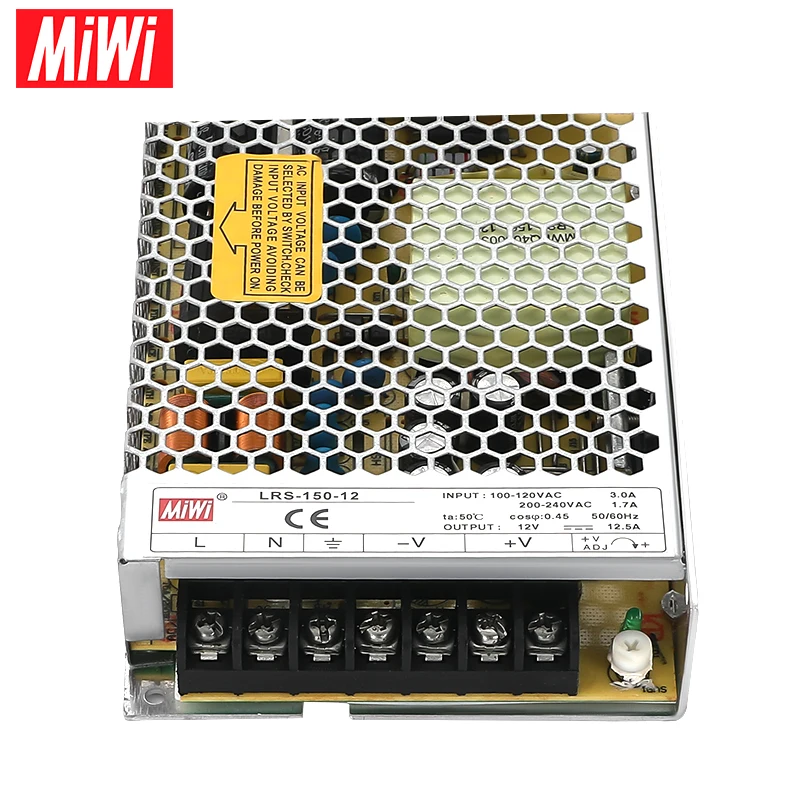 MIWI LRS-150-12  High Quality Mini Size SMPS 115V 230V AC TO 12V 150W Switching Power Supply for Industrial Control