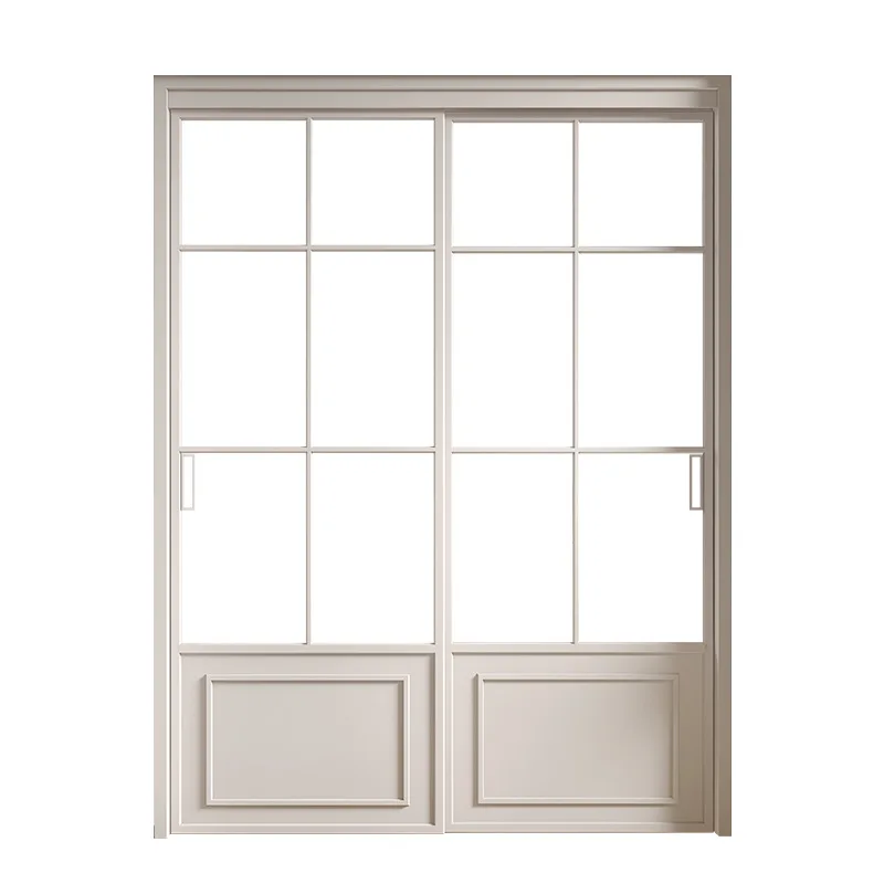 Custom aluminum white retro kitchen study hanging rail sliding door Transparent glass sliding door
