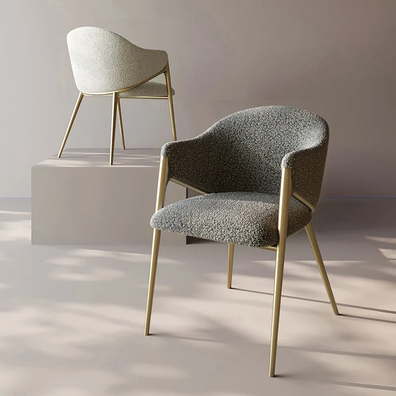 Modern Style Dining Room Furniture Velvet Upholster Kitchen Chair Gold Stainless Steel Boucle Accent Dining Chair For Home Hotel